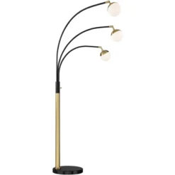 Possini Euro Design Rayne Modern Arc Floor Lamp 72" Tall Gold Black 3 Light LED Adjustable Arm Frosted Glass Globe Shade For Living Room Reading Home -Possini Euro Design GUEST 3cdb2bc1 9cdc 4fb4 a375 f4e108fd0fa9