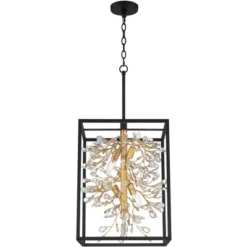 Possini Euro Design Carrine Black Gold Pendant Chandelier 15 1/4" Wide Modern Clear Crystal 4-Light Fixture For Dining Room House Foyer Kitchen Island -Possini Euro Design GUEST 3d7ccd46 1e49 4ab2 9281 fad285d969f5