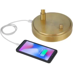 Possini Euro Design Possini Euro Vaile Desk Lamp With Dual USB Ports Warm Gold With Glass Shade -Possini Euro Design GUEST 3f24820b a9a9 4ea9 b204 a581d0345f94