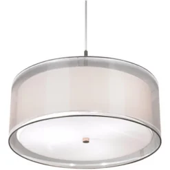 Possini Euro Design Brushed Nickel Pendant Chandelier 20" Wide Modern Organza Outer White Inner Shade 3-Light Fixture For Dining Room Kitchen Island -Possini Euro Design GUEST 3f4cea19 b9e1 4df0 b83c 275c574c8e8b
