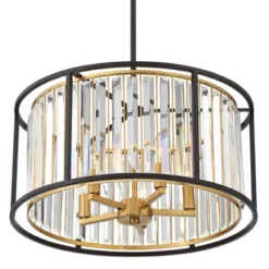 Possini Euro Design Milne Bronze Gold Drum Pendant Chandelier 20" Wide Modern Crystal 5-Light Fixture For Dining Room House Kitchen Island Entryway -Possini Euro Design GUEST 3fb48131 fb1c 4dfd 8878 cb92c8bc9ff0