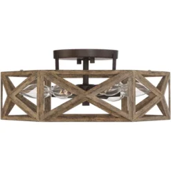 Possini Euro Design Moorcroft Modern Farmhouse Ceiling Light Semi Flush Mount Fixture 14 1/2" Wide Dark Wood Bronze 6-Light Hexagon Frame For Bedroom -Possini Euro Design GUEST 3fcfecec 6bc4 4202 84b2 34ef0f2bbf99