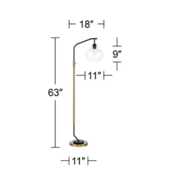 Possini Euro Design Tarrah Mid Century Modern 63" Tall Chairside Arc Floor Lamp Gold Black Metal Clear Glass Shade For Living Room House -Possini Euro Design GUEST 3fdd9ba3 7f55 4d39 a3d8 0deb414530ca