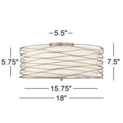 Possini Euro Design Modern Ceiling Light Flush Mount Fixture Antique Silver Leaf 18" Wide Wavy Spun White Drum For Bedroom Kitchen -Possini Euro Design GUEST 4112a4ed 7d59 4dbe 993c c95c22d4de5b