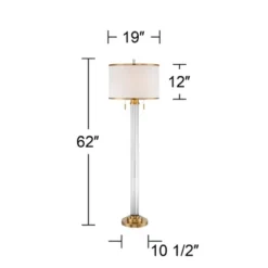 Possini Euro Design Cadence Modern Floor Lamp Standing 62" Tall Crystal Glass Column Satin Brass Linen Drum Shade For Living Room Bedroom Office House -Possini Euro Design GUEST 423dd824 c25c 42b8 bded 634e5ab89186