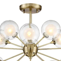 Possini Euro Design Modern Ceiling Light Semi Flush Mount Fixture Sputnik Brass 30 1/2" Wide 15-Light Double Glass Ball Hallway -Possini Euro Design GUEST 431beddf 6c5b 4cd2 85aa 5ca719f915b6