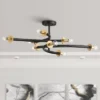 Possini Euro Design Alturus Modern Ceiling Light Semi Flush Mount Fixture 34" Wide Gloss Black Warm Brass 8-Light For Bedroom Living Room Hallway Home -Possini Euro Design GUEST 438fa409 671e 4e33 b438 157f6ab89f8e