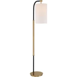 Possini Euro Design Sausalito Mid Century Modern Downbridge Floor Lamp 67" Tall Warm Gold Black Metal Linen Cylinder Shade For Living Room Reading -Possini Euro Design GUEST 445aba6b dd36 4b8e 8106 e7d50d67ca60