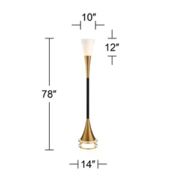 Possini Euro Design Piazza Modern Torchiere Floor Lamp With Gold Riser 78" Tall Black Brass Metal White Glass Shade For Living Room Bedroom Office -Possini Euro Design GUEST 459b6ef3 ed87 422d 9a78 b4ab9167e388