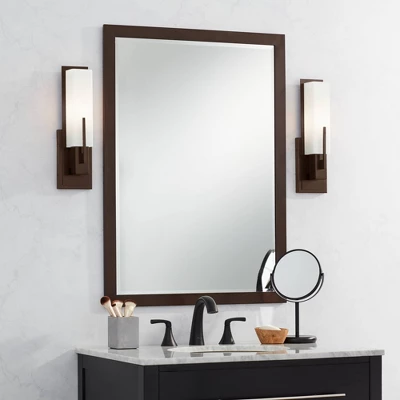 Possini Euro Design Metzeo Rectangular Vanity Wall Mirror Vintage Beveled Edge Oil Rubbed Bronze Metal Frame 26" Wide For Bathroom Bedroom Living Room 7 Possini Euro Design Metzeo Rectangular Vanity Wall Mirror Vintage Beveled Edge Oil Rubbed Bronze Metal Frame 26" Wide For Bathroom Bedroom Living Room - Image 5