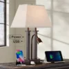 Possini Euro Design Deacon Modern Desk Table Lamp 26" High Bronze With USB And AC Power Outlet In Base LED Reading Light Oatmeal Shade For Office Desk -Possini Euro Design GUEST 46b1f895 ae24 4503 a712 2940ef37d739