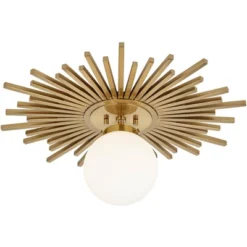 Possini Euro Design Hazel Modern Ceiling Light Semi Flush Mount Fixture 24" Wide Warm Brass White Globe Shade For Bedroom Kitchen Living Room Hallway -Possini Euro Design GUEST 48188eba 2f68 4f86 9f8a a54dd55ba25f