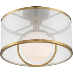 Possini Euro Design Carlyn Modern Art Deco Ceiling Light Semi Flush Mount Fixture 14" Wide Warm Brass Black Orb Organza Drum Shade For Bedroom Kitchen 12 Possini Euro Design Carlyn Modern Art Deco Ceiling Light Semi Flush Mount Fixture 14" Wide Warm Brass Black Orb Organza Drum Shade For Bedroom Kitchen -Possini Euro Design GUEST 4acc925a 9848 4adf a072 26596db1590c