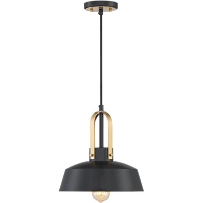 Possini Euro Design Black Warm Brass Mini Pendant Lighting Fixture 12" Wide Farmhouse Rustic For Dining Room House Home Kitchen Island High Ceilings 6 Possini Euro Design Black Warm Brass Mini Pendant Lighting Fixture 12" Wide Farmhouse Rustic For Dining Room House Home Kitchen Island High Ceilings - Image 4