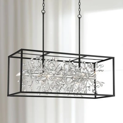 Possini Euro Design Carrine Black Silver Linear Pendant Chandelier 38 1/2" Wide Modern Clear Crystal 8-Light Fixture For Dining Room Kitchen Island 3 Possini Euro Design Carrine Black Silver Linear Pendant Chandelier 38 1/2" Wide Modern Clear Crystal 8-Light Fixture For Dining Room Kitchen Island