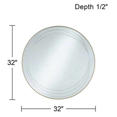 Possini Euro Design Aurelia Round Vanity Decorative Wall Mirror Modern Glam Gold Metal Frame 32" Wide Bathroom Bedroom Living Room 9 Possini Euro Design Aurelia Round Vanity Decorative Wall Mirror Modern Glam Gold Metal Frame 32" Wide Bathroom Bedroom Living Room - Image 8