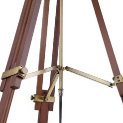 Possini Euro Design Serveyor Modern 57 1/2" Tall Tripod Floor Lamp Smart Socket Cherry Wood Brass Adjustable Beige Shade For Living Room -Possini Euro Design GUEST 5178fbf7 83bd 4acd 8567 b8d7223c5e6b