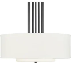 Possini Euro Design Sundry Semi Gloss Black Drum Pendant Chandelier 24" Wide Modern Double Shade 4-Light Fixture For Dining Room Foyer Kitchen Island -Possini Euro Design GUEST 52fd8ca0 abd5 4f7d 82a5 a77989eb47f4