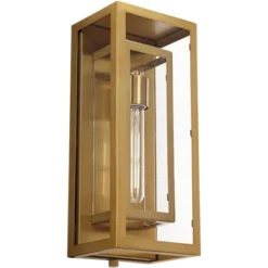 Possini Euro Design Modern Outdoor Wall Light Fixture Brass 16 1/4" Clear Glass Panel For Exterior Barn Deck House Porch Yard Patio Outside Garage -Possini Euro Design GUEST 535e52f8 2b59 4179 a5f9 7185944a2827