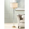 Possini Euro Design Cadence Modern Floor Lamp Standing 62" Tall Crystal Glass Column Satin Brass Linen Drum Shade For Living Room Bedroom Office House -Possini Euro Design GUEST 578e2404 93cf 4a33 ba7e 4a6bf7f98e2e
