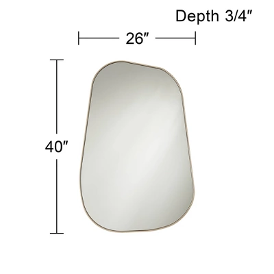 Possini Euro Design Reuleaux Rectangular Vanity Wall Mirror Modern Curved Corner Champagne Gold Frame 26" Wide For Bathroom Bedroom Living Room Office 5 Possini Euro Design Reuleaux Rectangular Vanity Wall Mirror Modern Curved Corner Champagne Gold Frame 26" Wide For Bathroom Bedroom Living Room Office - Image 4