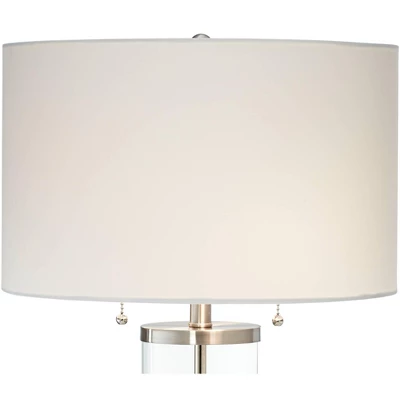 Possini Euro Design Fritz Modern Table Lamps 26 1/2" High Set Of 2 Silver Clear Glass With USB And AC Power Outlet In Base Drum Shade For Bedroom Desk 8 Possini Euro Design Fritz Modern Table Lamps 26 1/2" High Set Of 2 Silver Clear Glass With USB And AC Power Outlet In Base Drum Shade For Bedroom Desk - Image 6