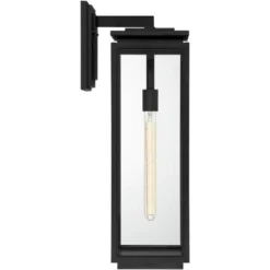 Possini Euro Design Atkins Modern Outdoor Wall Light Fixture Matte Black 24" Clear Glass For Post Exterior Barn Deck House Porch Yard Patio Outside -Possini Euro Design GUEST 5d1c2632 a686 4d55 b005 f1b81e0d2ae4