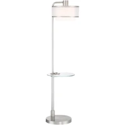 Possini Euro Design Vogue Modern Floor Lamp With Tray Table 60" Tall Brushed Nickel USB Charging Port Organza Outer White Inner Shade For Living Room 17 Possini Euro Design Vogue Modern Floor Lamp With Tray Table 60" Tall Brushed Nickel USB Charging Port Organza Outer White Inner Shade For Living Room -Possini Euro Design GUEST 5dba8631 0421 4456 8c0d 2f442809b837 1