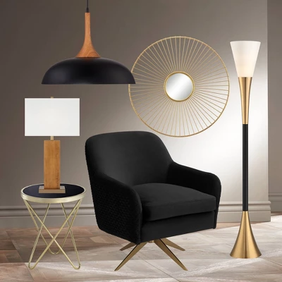 Possini Euro Design Modern Glam Style Torchiere Floor Lamp 72.5" Tall Black Antique Brass Metal White Glass Shade Living Room Reading Uplight 10 Possini Euro Design Modern Glam Style Torchiere Floor Lamp 72.5" Tall Black Antique Brass Metal White Glass Shade Living Room Reading Uplight - Image 8