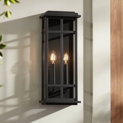 Possini Euro Design Modern Industrial Outdoor Wall Light Fixture Cool Black Windowpane Frame 20" For Post Exterior Barn Deck House 3 Possini Euro Design Modern Industrial Outdoor Wall Light Fixture Cool Black Windowpane Frame 20" For Post Exterior Barn Deck House