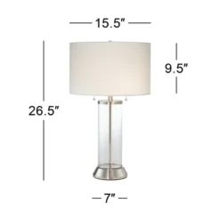 Possini Euro Design Fritz Modern Table Lamps 26 1/2" High Set Of 2 Silver Clear Glass With USB And AC Power Outlet In Base Drum Shade For Bedroom Desk 17 Possini Euro Design Fritz Modern Table Lamps 26 1/2" High Set Of 2 Silver Clear Glass With USB And AC Power Outlet In Base Drum Shade For Bedroom Desk -Possini Euro Design GUEST 6119309c 0f87 4af7 ae8c 63aeb091be4f