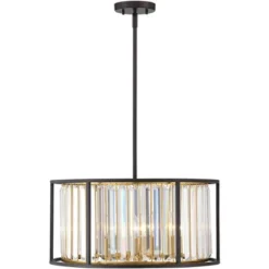Possini Euro Design Milne Bronze Gold Drum Pendant Chandelier 20" Wide Modern Crystal 5-Light Fixture For Dining Room House Kitchen Island Entryway -Possini Euro Design GUEST 615573ff 29f6 410c 93d3 bbb1882c3899
