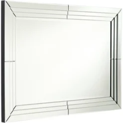 Possini Euro Design Rectangular Vanity Decorative Wall Mirror Modern Beveled Edge Clear Mirrored Tiles Frame 27" Wide For Bathroom Bedroom Living Room -Possini Euro Design GUEST 631a5102 5e35 49f0 8dac a1d682aa82c4