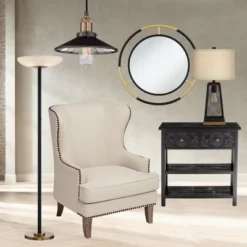 Possini Euro Design Modern Torchiere Floor Lamp LED 72" Tall Black Antique Brass White Glass Shade For Living Room Reading Uplight -Possini Euro Design GUEST 63c305ac 45d8 4892 859d 528c6eb490d2