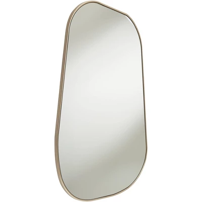 Possini Euro Design Reuleaux Rectangular Vanity Wall Mirror Modern Curved Corner Champagne Gold Frame 26" Wide For Bathroom Bedroom Living Room Office 4 Possini Euro Design Reuleaux Rectangular Vanity Wall Mirror Modern Curved Corner Champagne Gold Frame 26" Wide For Bathroom Bedroom Living Room Office - Image 3