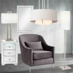 Possini Euro Design Concentric Brushed Nickel Pendant Chandelier 25" Wide Modern White Fabric Drum 4-Light For Dining Room House Foyer Kitchen Island -Possini Euro Design GUEST 66d9ba0e 4c64 4047 86d2 6dca93c49a1a