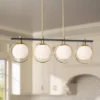Possini Euro Design Carlyn Brass Black Linear Island Pendant Chandelier 33" Wide Modern White Glass Shade 4-Light LED Fixture For Dining Room Kitchen -Possini Euro Design GUEST 67996f07 3201 4c0c aa1f 0bd668c7cf70