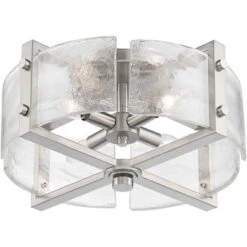Possini Euro Design Prane Modern Industrial Ceiling Light Semi Flush Mount Fixture 17" Wide Brushed Nickel 4-Light Warped Glass For Bedroom Kitchen -Possini Euro Design GUEST 67a99e33 3ded 4f1c 8926 ed44f24e2ae9