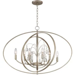 Possini Euro Design Tiller Champagne Satin Silver Pendant Chandelier 31 1/2" Wide Modern Open Orb Frame 8-Light Fixture For Dining Room Kitchen Island -Possini Euro Design GUEST 67fcdd79 afcf 4046 92f9 be394747e84b