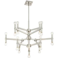 Possini Euro Design Marya Brushed Nickel Chandelier 32" Wide Modern 24-Light Fixture For Dining Room House Foyer Kitchen Island Entryway Bedroom Home -Possini Euro Design GUEST 6a556942 8834 40c7 9218 afc183c3d9bd