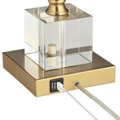 Possini Euro Design Wayne Modern Table Lamps 29 1/4" Tall Set Of 2 Brass With USB Charging Port White Fabric Drum Shade For Bedroom Living Room Kids -Possini Euro Design GUEST 6affcbaa 43d4 46ac 9741 a2116c090c62