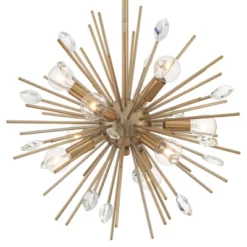 Possini Euro Design Janae Warm Gold Sputnik Chandelier 18" Wide Modern Crystal 9-Light Fixture For Dining Room House Foyer Kitchen Island Entryway -Possini Euro Design GUEST 6b3980c9 a748 4b63 8880 1a5782afbecb