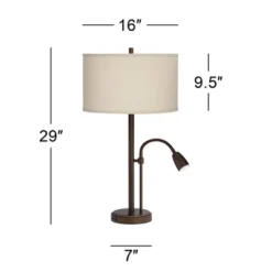 Possini Euro Design Traverse Modern Table Lamps 29" Tall Set Of 2 With USB Charging Port Gooseneck LED Bronze Oatmeal Shade For Bedroom Living Room 14 Possini Euro Design Traverse Modern Table Lamps 29" Tall Set Of 2 With USB Charging Port Gooseneck LED Bronze Oatmeal Shade For Bedroom Living Room -Possini Euro Design GUEST 6bbea756 dab2 4fd0 b1cc 9e21c7031db9