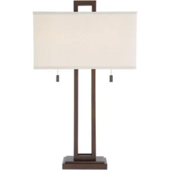 Possini Euro Design Gossard Modern Industrial Table Lamp 30" Tall Bronze With USB Charging Port White Rectangular Shade For Bedroom Living Room Office -Possini Euro Design GUEST 6d1c8f69 014e 46a3 982f e42d732499dc