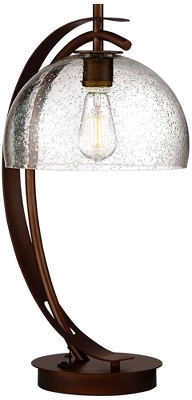 Possini Euro Design Modern Desk Lamps Set Of 2 With USB Port 22 1/2" High Bronze LED Clear Seeded Glass Shade For Bedroom Office 8 Possini Euro Design Modern Desk Lamps Set Of 2 With USB Port 22 1/2" High Bronze LED Clear Seeded Glass Shade For Bedroom Office - Image 6