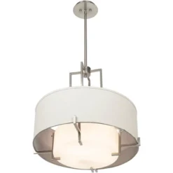 Possini Euro Design Concentric Brushed Nickel Pendant Chandelier 25" Wide Modern White Fabric Drum 4-Light For Dining Room House Foyer Kitchen Island -Possini Euro Design GUEST 6ede5d12 b6eb 4273 8e6a ff58c9353118