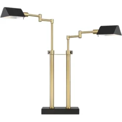 Possini Euro Design Keegan Modern Desk Lamp 24" High Warm Brass With Dual USB Charging Ports LED Adjustable Black Shade For Bedroom Living Room Desk -Possini Euro Design GUEST 7251ebab 7e7a 4df5 88fe 68ff889d6594