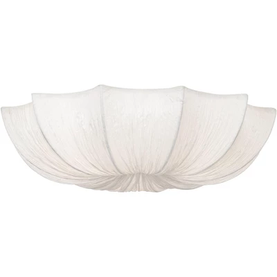 Possini Euro Design Planetarium Modern Ceiling Light Flush Mount Fixture 21" Wide Chrome 3-Light Ivory Fabric Scalloped Bowl For Bedroom Living Room 9 Possini Euro Design Planetarium Modern Ceiling Light Flush Mount Fixture 21" Wide Chrome 3-Light Ivory Fabric Scalloped Bowl For Bedroom Living Room - Image 7