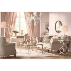 Possini Euro Design Natalia Modern Country Cottage Table Lamp 27" Tall White Ceramic Glaze Textured Floral Drum Shade For Bedroom Living Room Bedside -Possini Euro Design GUEST 7437fa27 6972 4702 8fe9 a7a0ecb7764e