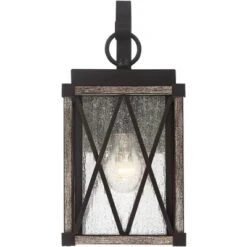 Possini Euro Design Brawley Rustic Industrial Outdoor Wall Light Fixture Bronze Wood Grain 13 1/2" Clear Seedy Glass For Post Exterior Barn Deck House -Possini Euro Design GUEST 745fd5ec 0cf7 4471 970e 03f22a882930